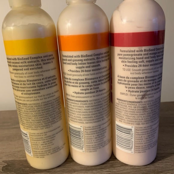 Vtg Avon Naturals Banana Coconut, Peach & Pomegranate Mango Body Lotion Lot of 3 - Picture 3 of 3